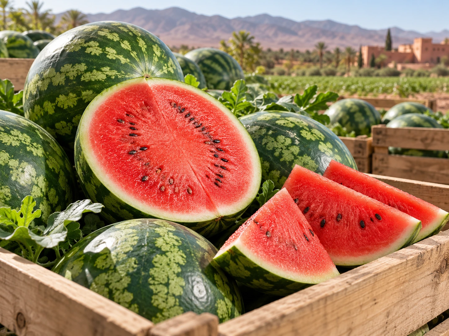 Fresh Moroccan watermelon varieties ready for market